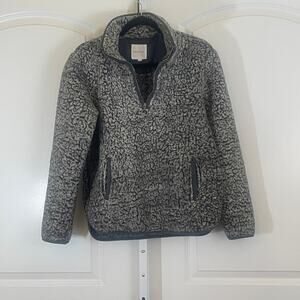 Thread & Supply Fleece Quarter Zip Sherpa Pullover - Womens Size XS - Charcoal
